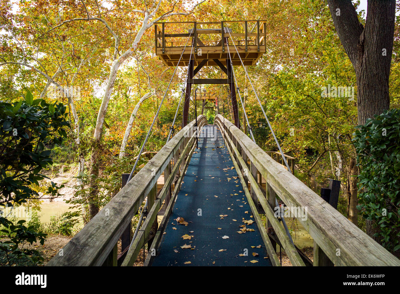 Foot bridge, Bayou Bend gardens & home, Museum of Fine Arts Houston, house museum for American decorative arts and paintings. Stock Photo