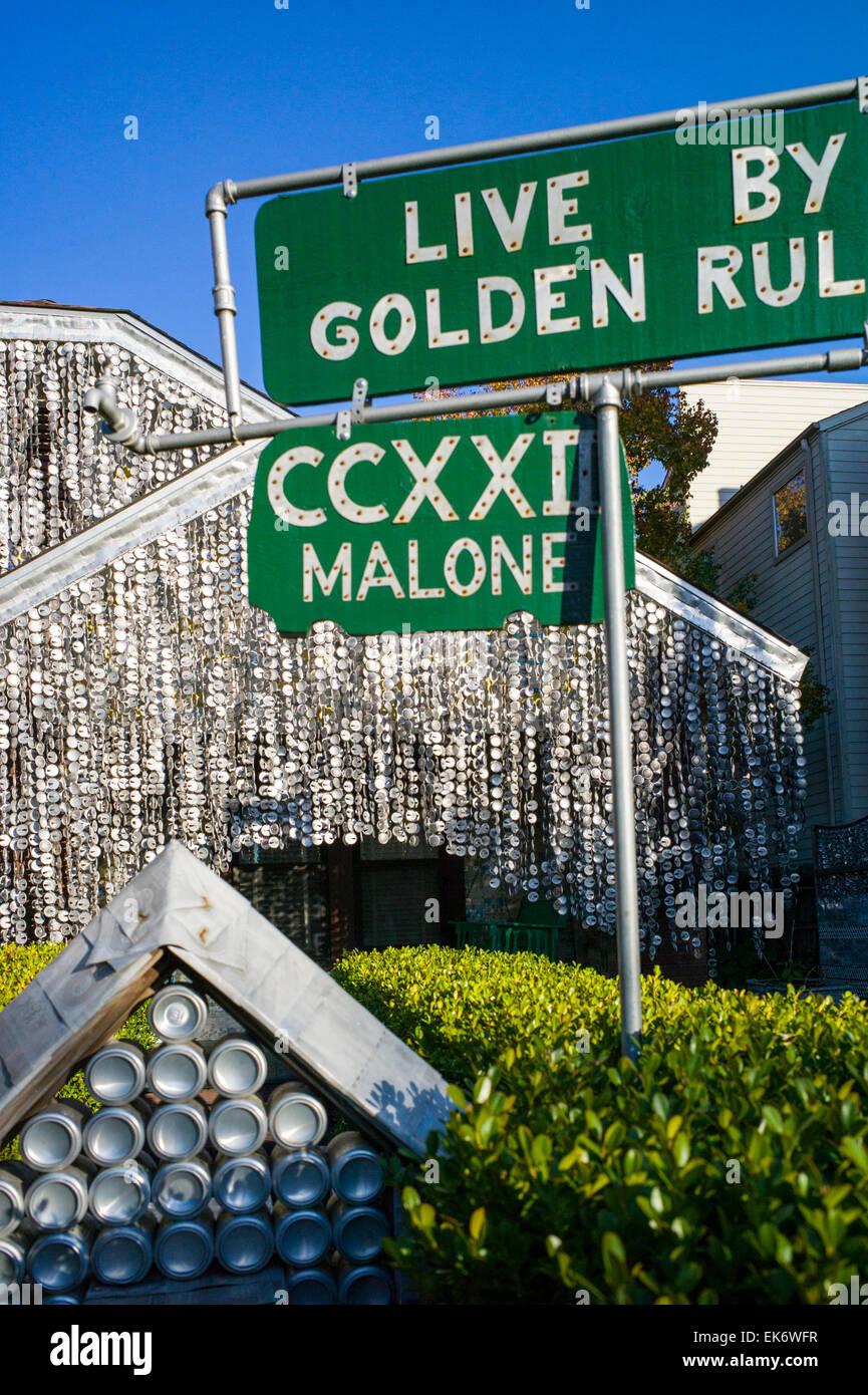 The Beer Can House, a Houston, Texas, landmark, covered & decorated