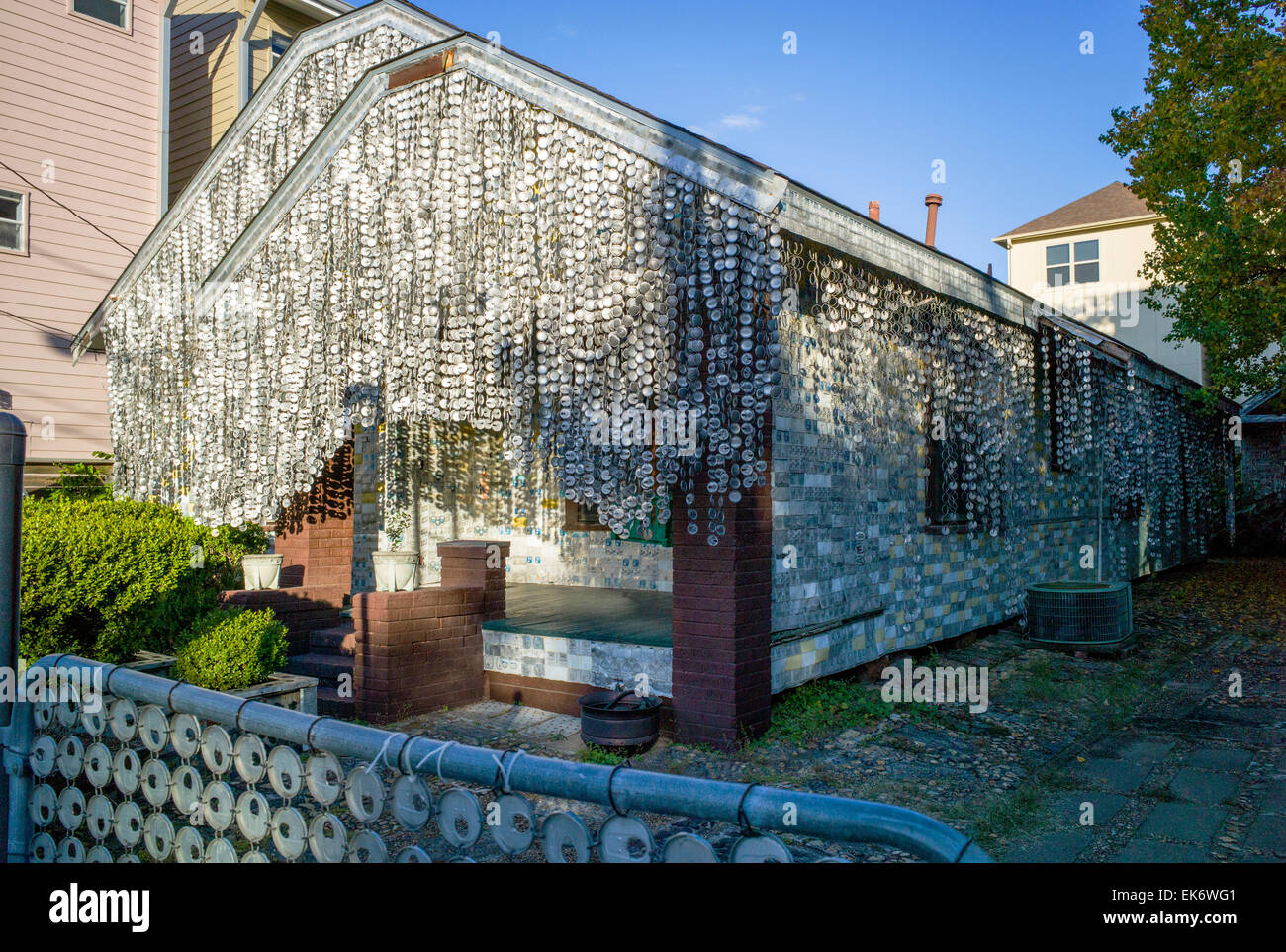 The Beer Can House, a Houston, Texas, landmark, covered & decorated