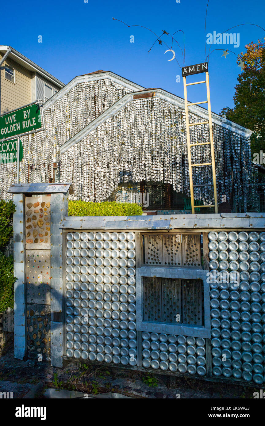 The Beer Can House, a Houston, Texas, landmark, covered & decorated