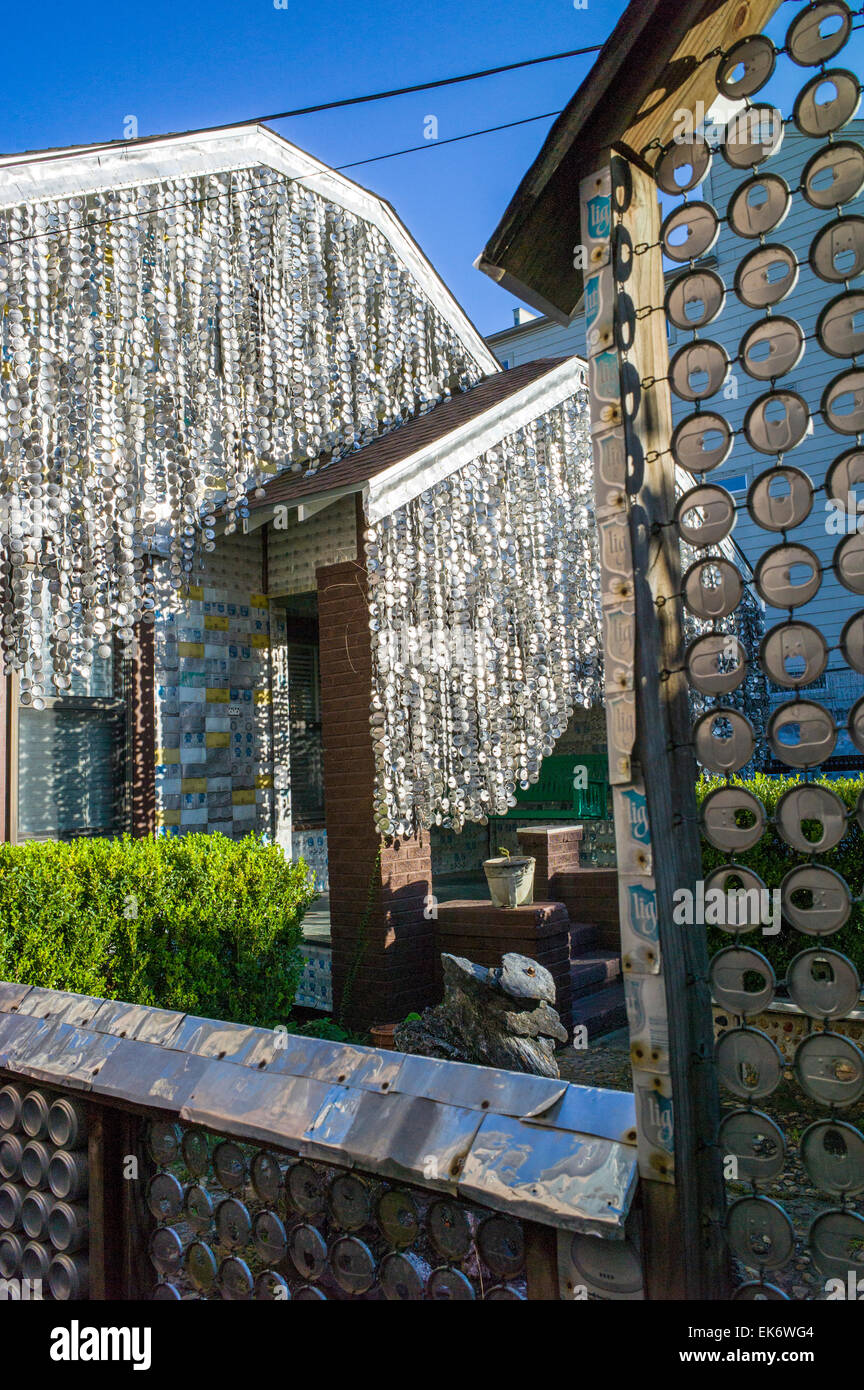The Beer Can House, a Houston, Texas, landmark, covered & decorated