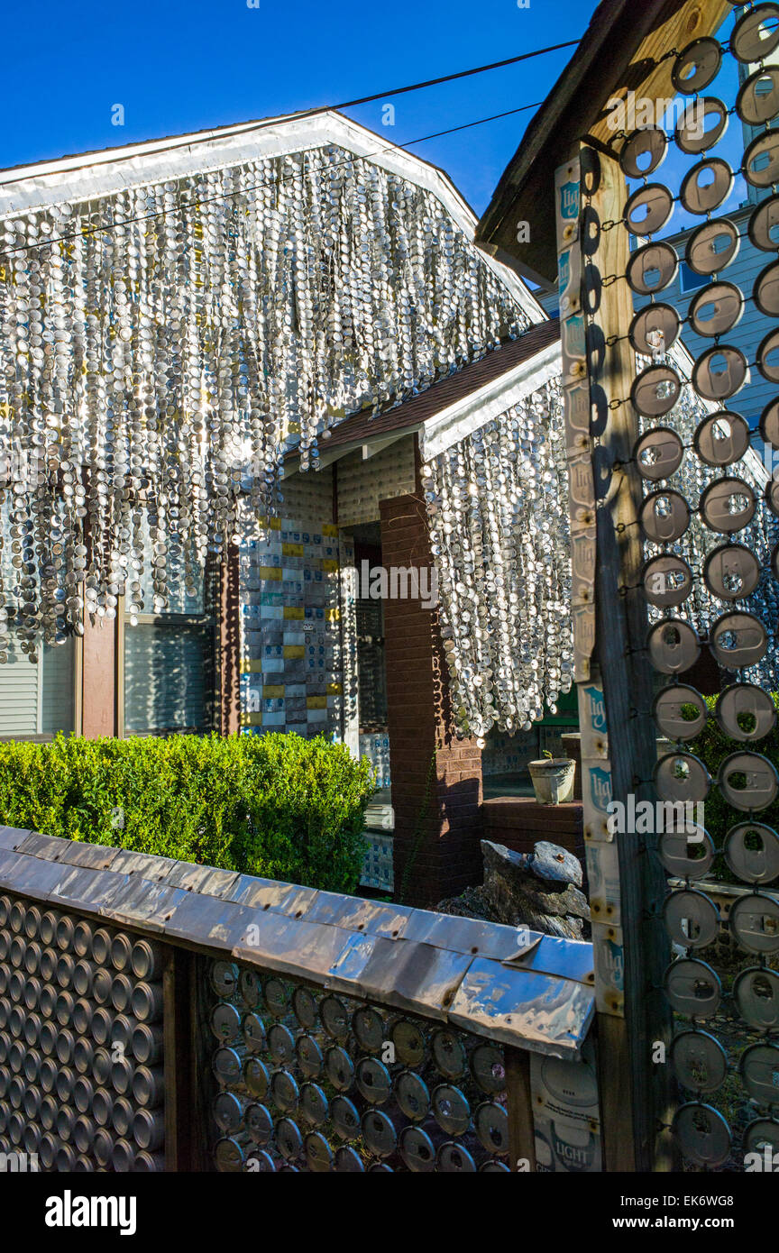 The Beer Can House, a Houston, Texas, landmark, covered & decorated