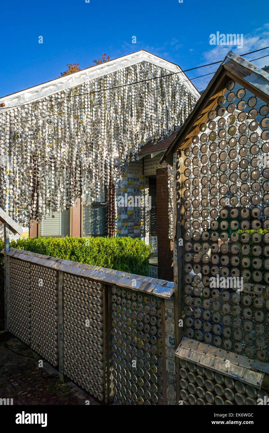 The Beer Can House, a Houston, Texas, landmark, covered & decorated