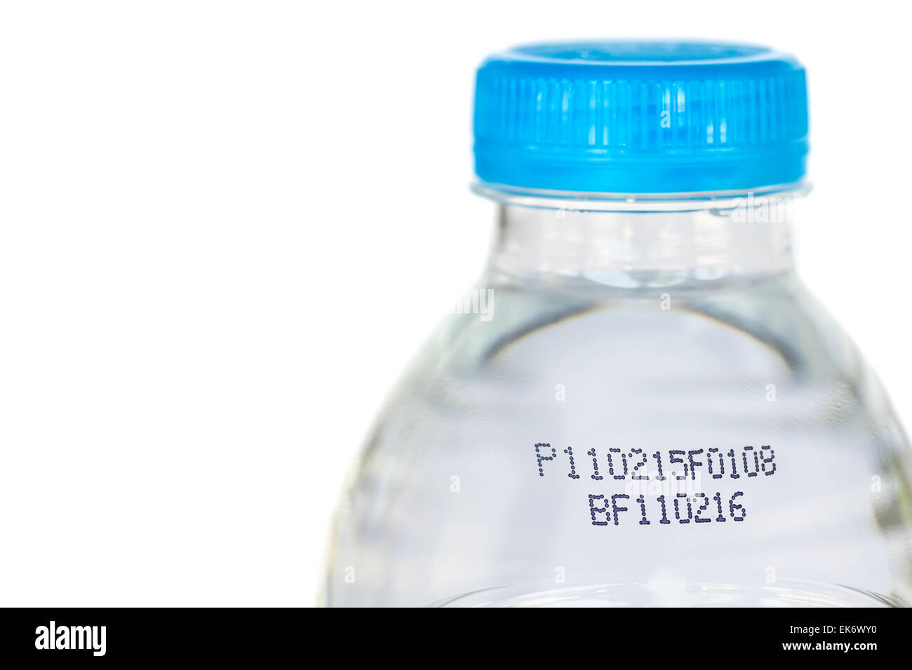 Drinking water bottle with expiration date isolated on white background