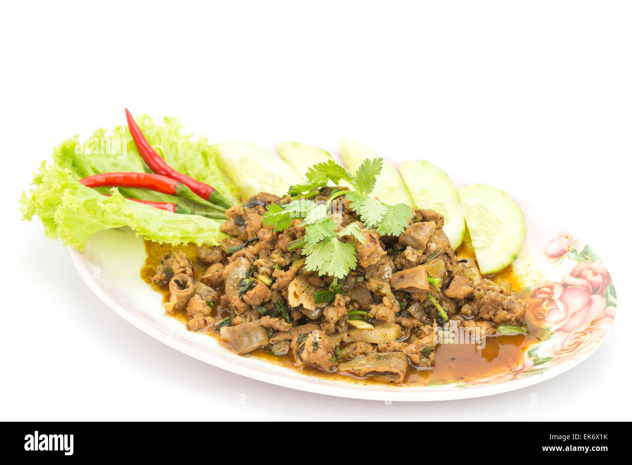Laap Moo, Traditional Thai food, spicy minced pork salad Stock Photo