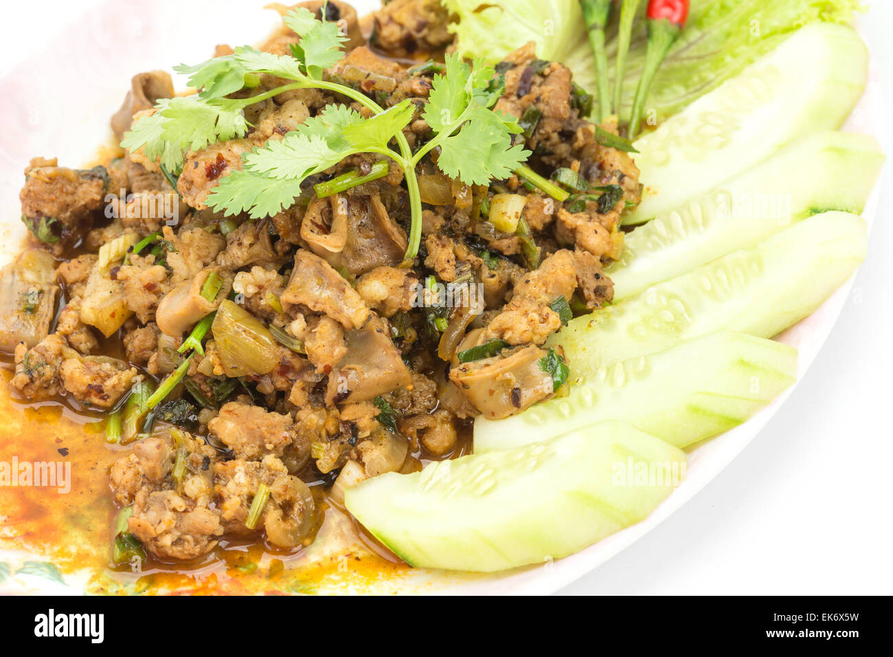 Laap Moo, Traditional Thai food, spicy minced pork salad Stock Photo