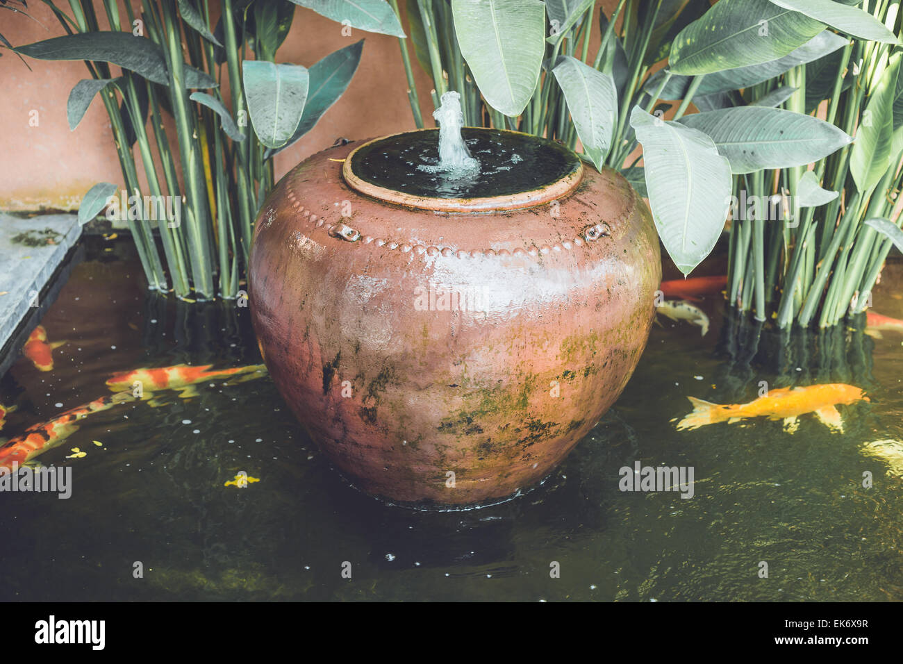 Water fountain in garden Stock Photo