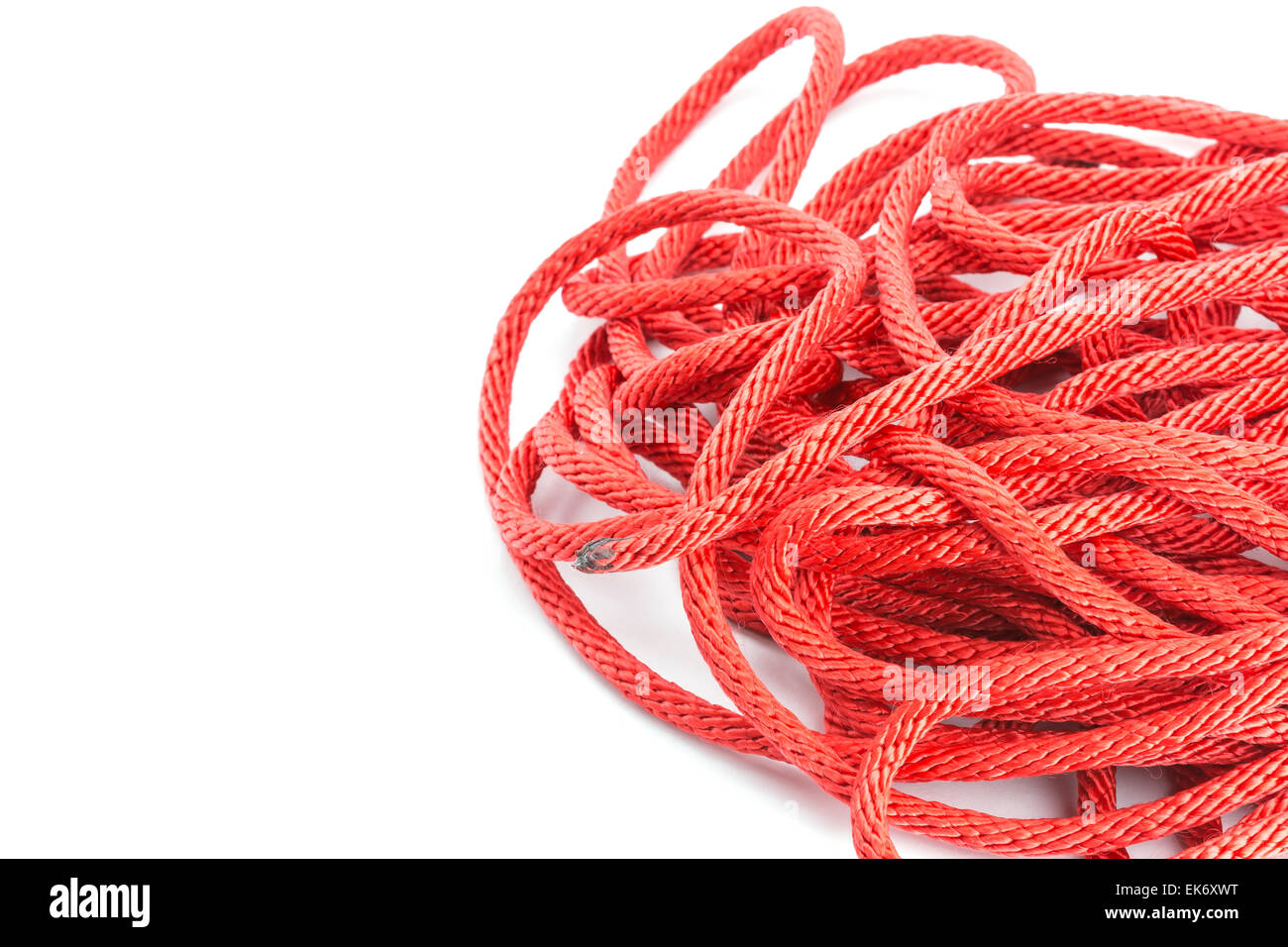 Red rope isolated on white background Stock Photo - Alamy