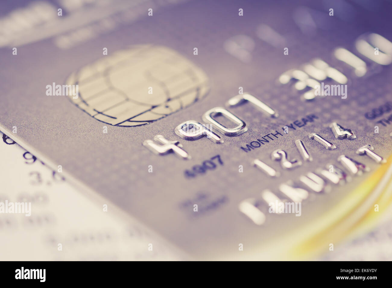 Close up credit card, with retro filter effect Stock Photo