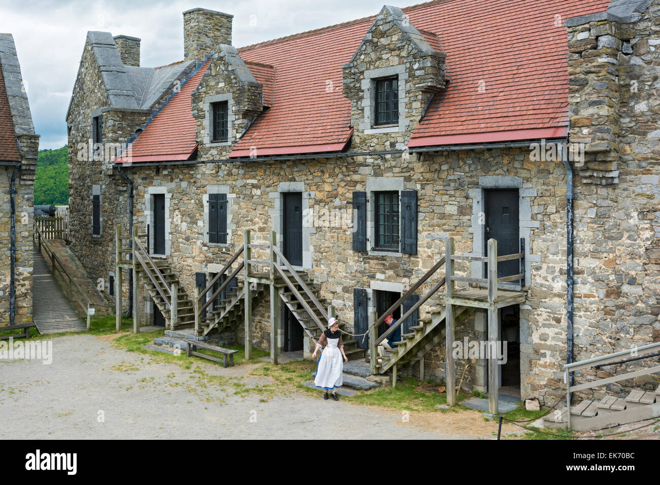 New York, Fort Ticonderoga National Historic Landmark, re-enactors Stock Photo