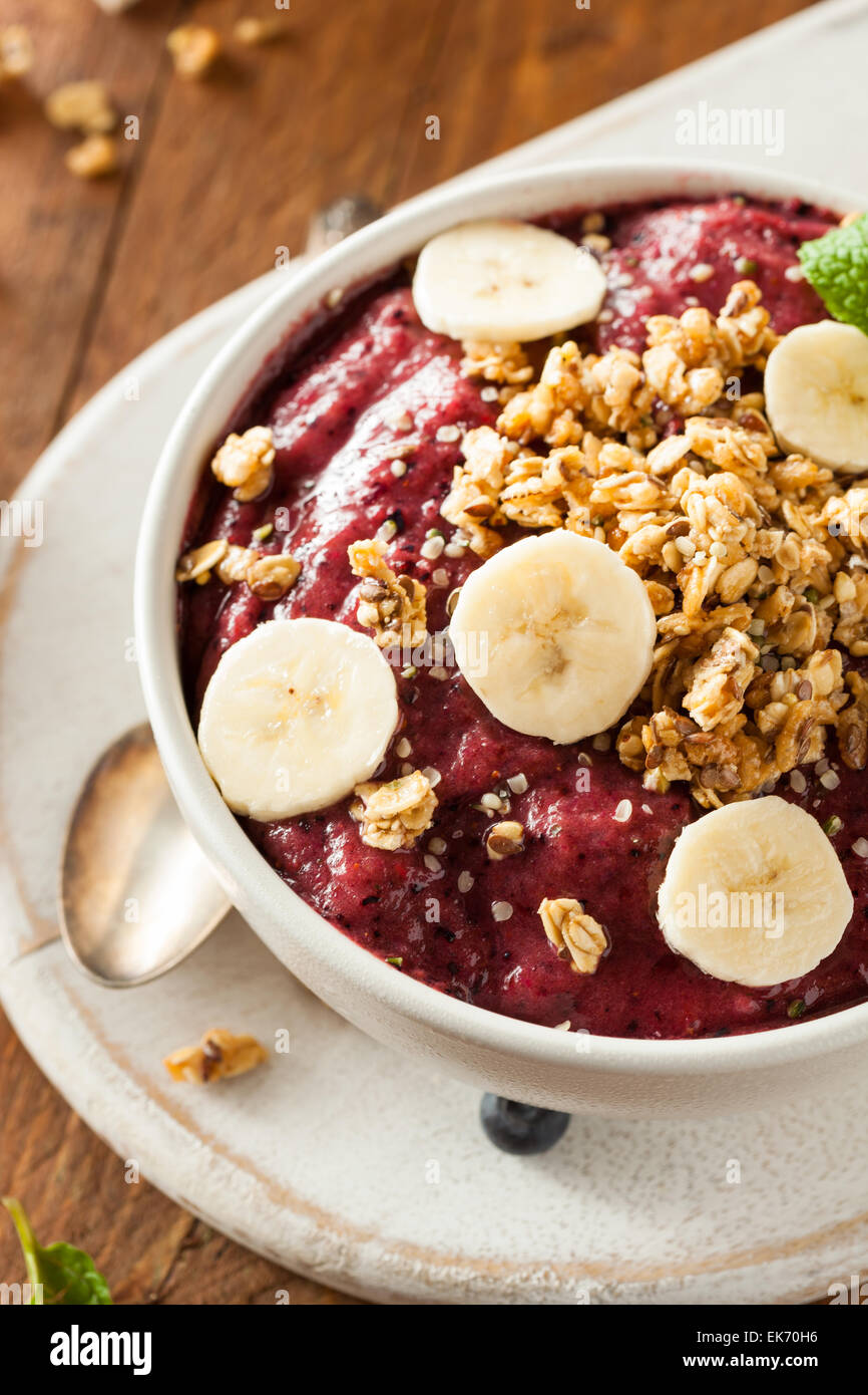 Healthy Organic Berry Smoothie Bowl with Granola and Fruit Stock Photo