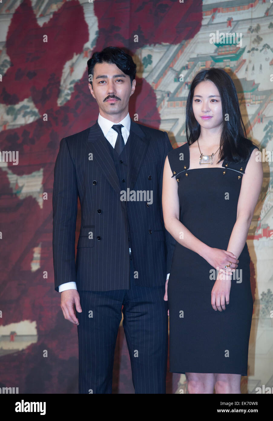 Cha Seung-Won and Lee Yeon-Hee, Apr 07, 2015 : South Korean actor Cha Seung-won (L) and actress Lee Yeon-hee attend a press conference of MBC's new drama, Splendid Politics, in Seoul, South Korea. © Lee Jae-Won/AFLO/Alamy Live News Stock Photo