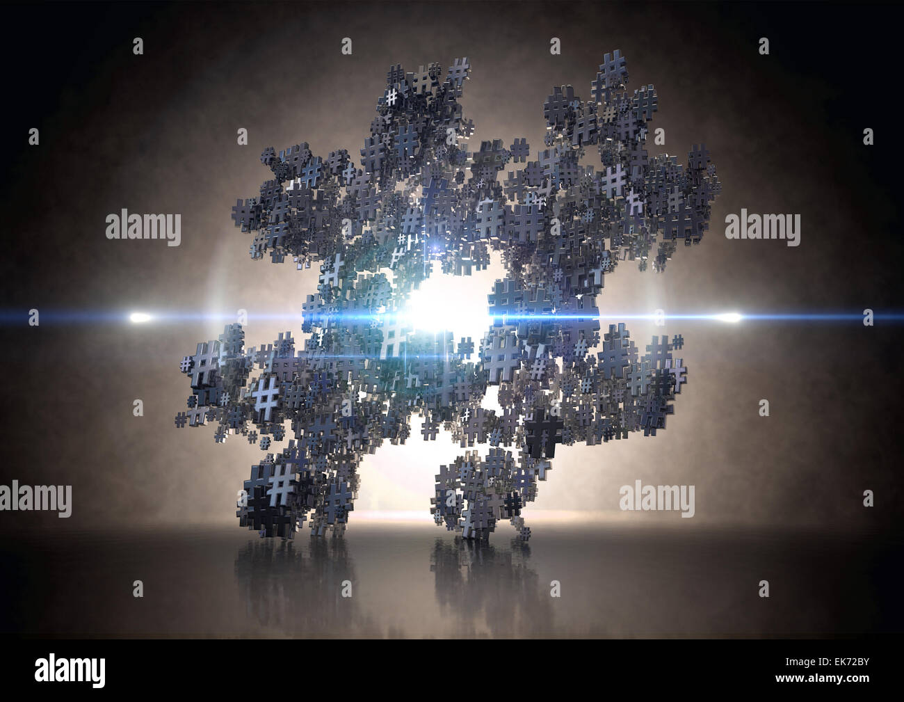 Metallic Hashtag A concept image showing a collection of small metallic hashtags of ...