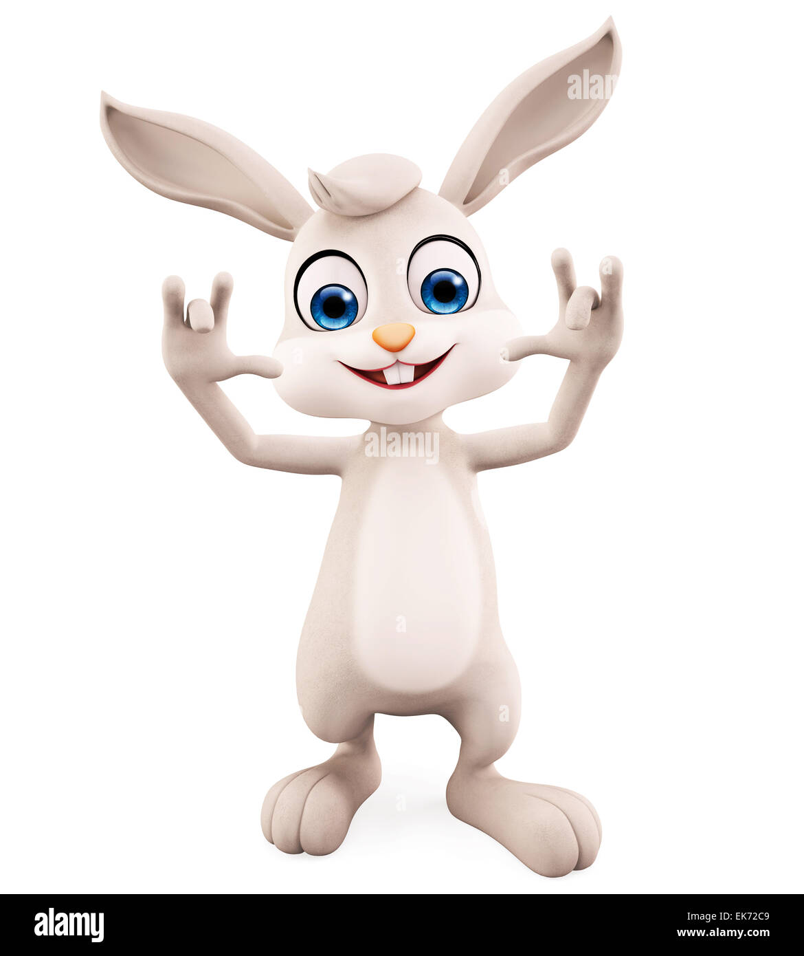3D illustration of Easter bunny with funny pose Stock Photo