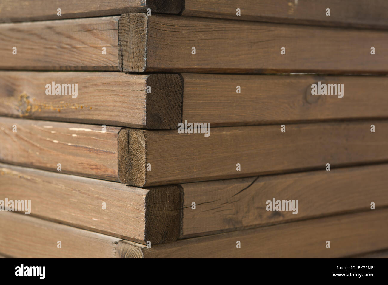 Wooden planter detail atacched to a wall, Caceres, Spain Stock Photo