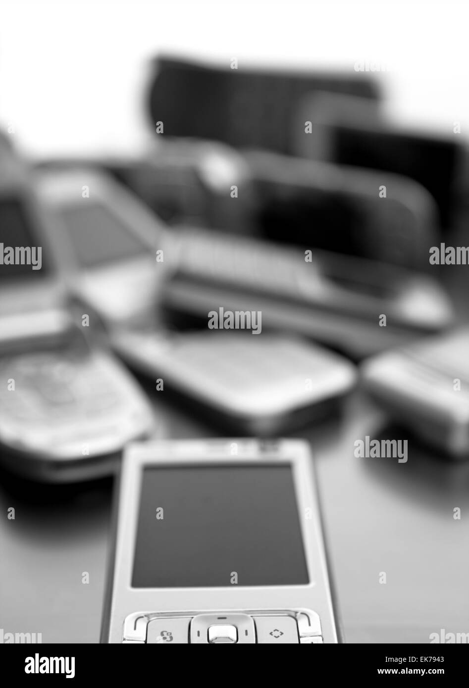 Assorted mixed mobile phones Stock Photo