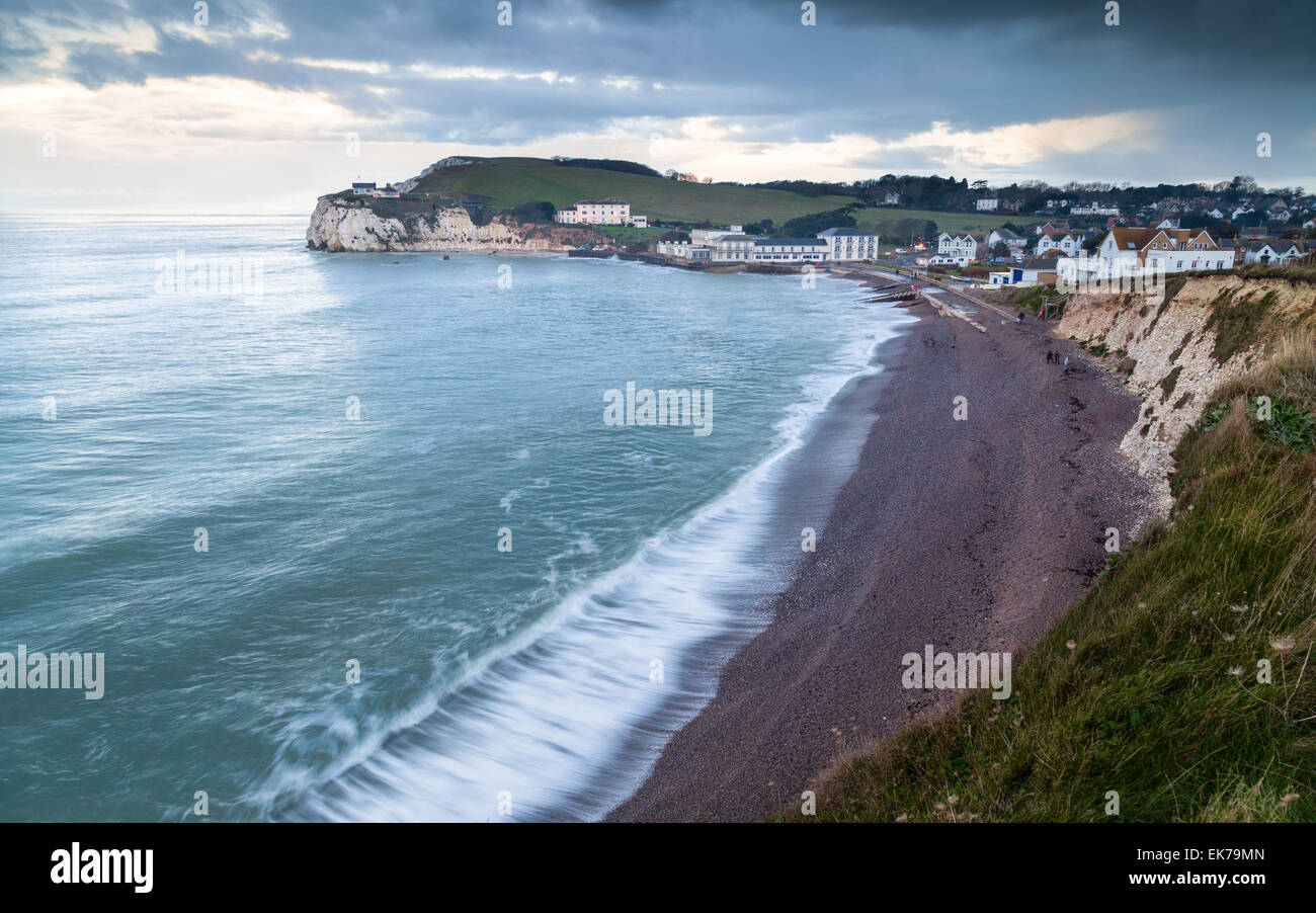 Freshwater Bay on the Isle of Wight looking towards Tennyson Down Stock Photo