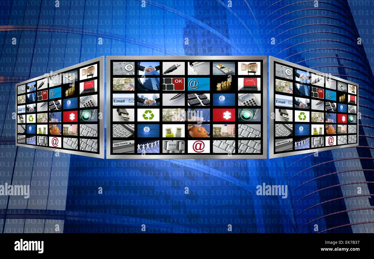 Global 3d screen television multimedia tech concept Stock Photo - Alamy
