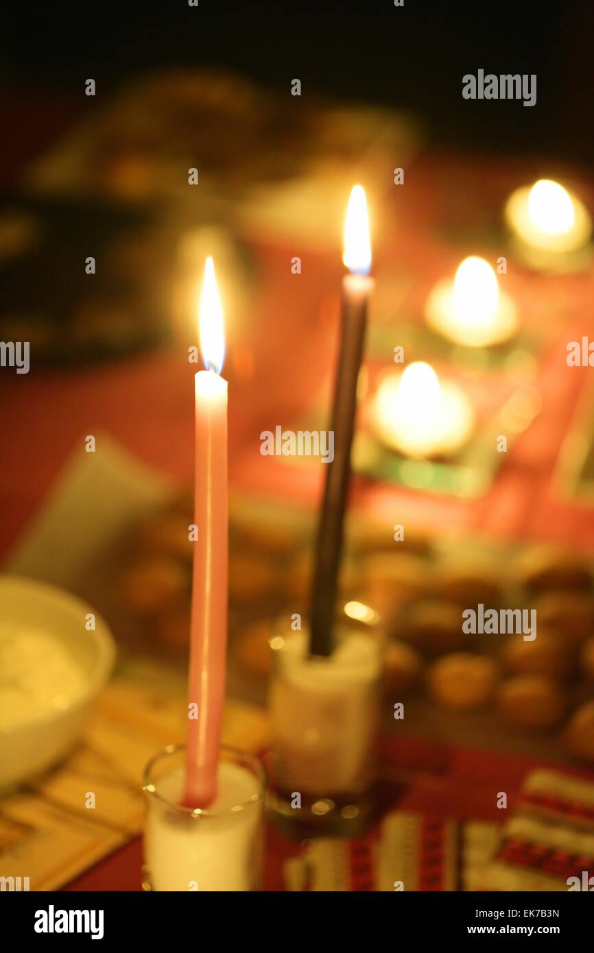 Candle light in a christmas night Stock Photo Alamy