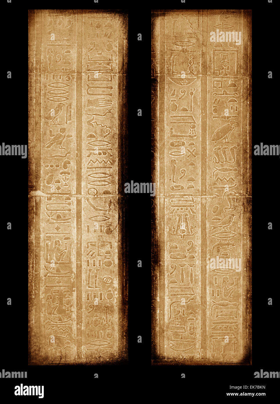 Egyptian sings on the wall, grunge background Stock Photo