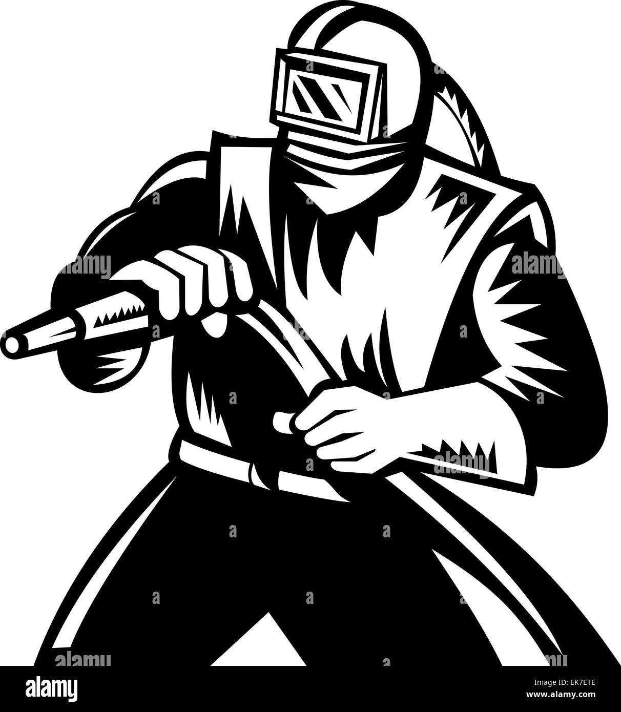 Sandblaster at work Stock Photo Alamy