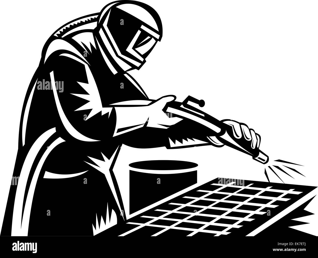 Sandblaster at work Stock Photo Alamy