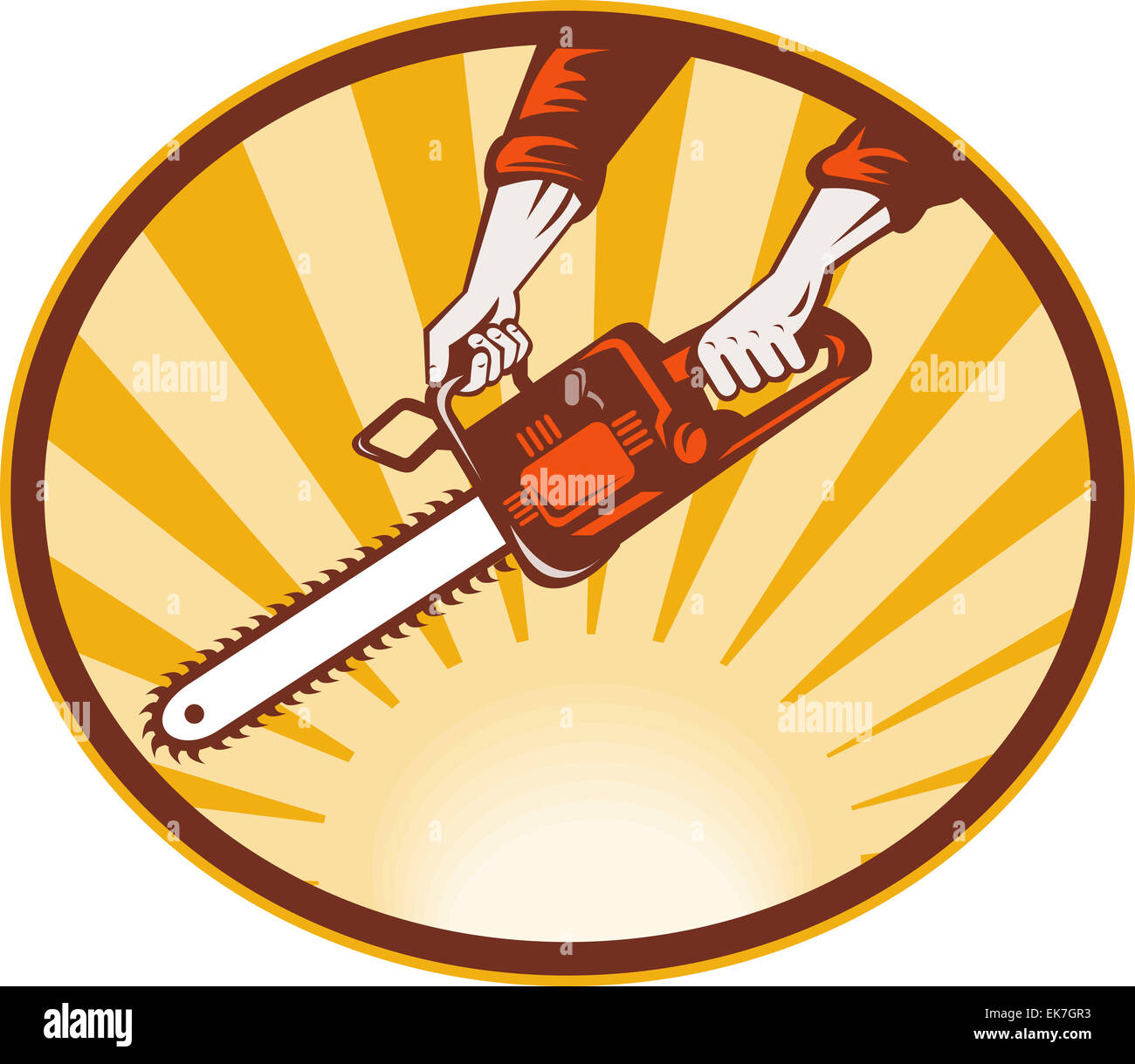 hand holding chainsaw Stock Photo Alamy