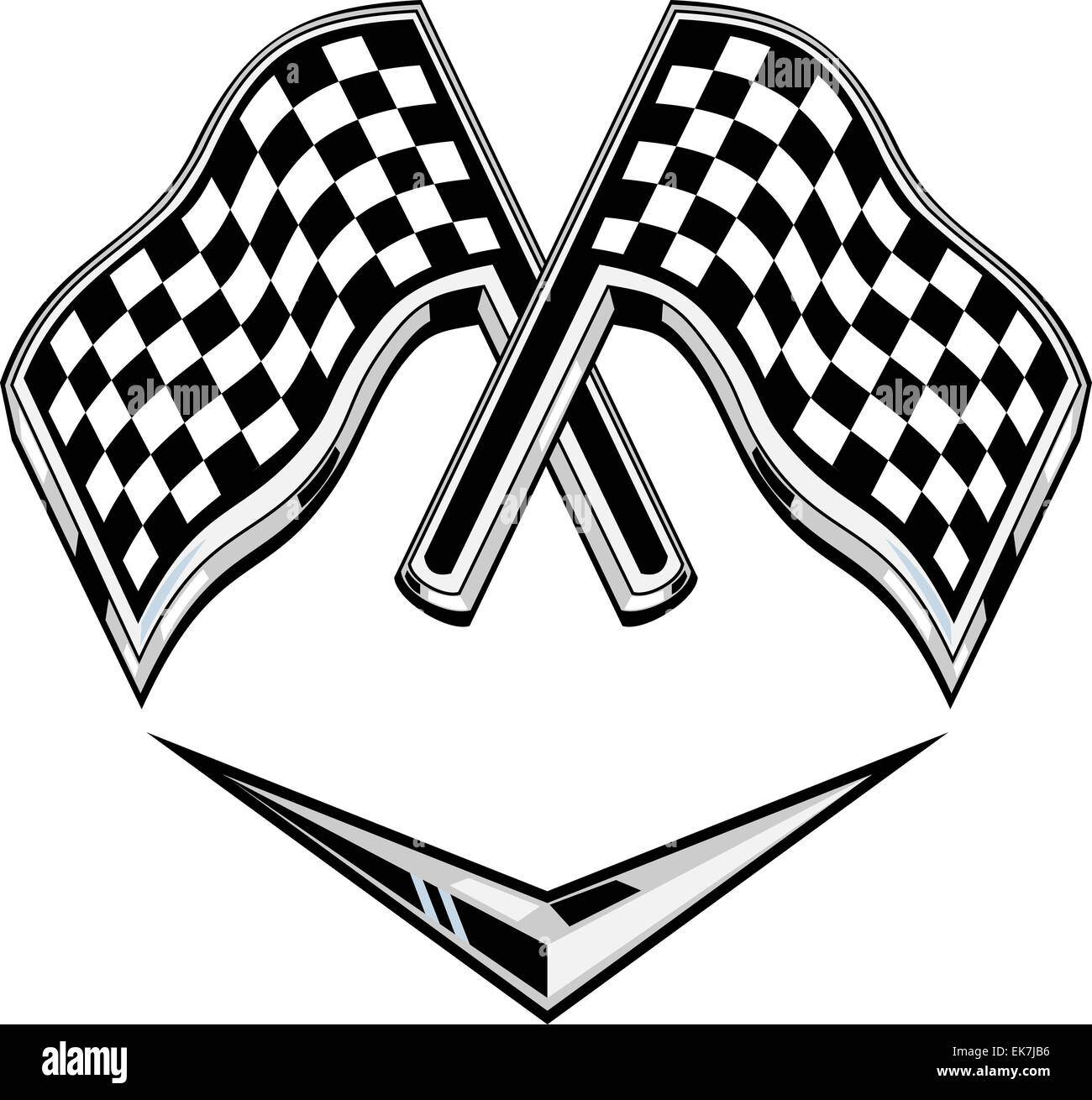 metallic racing checkered flag crossed Stock Photo