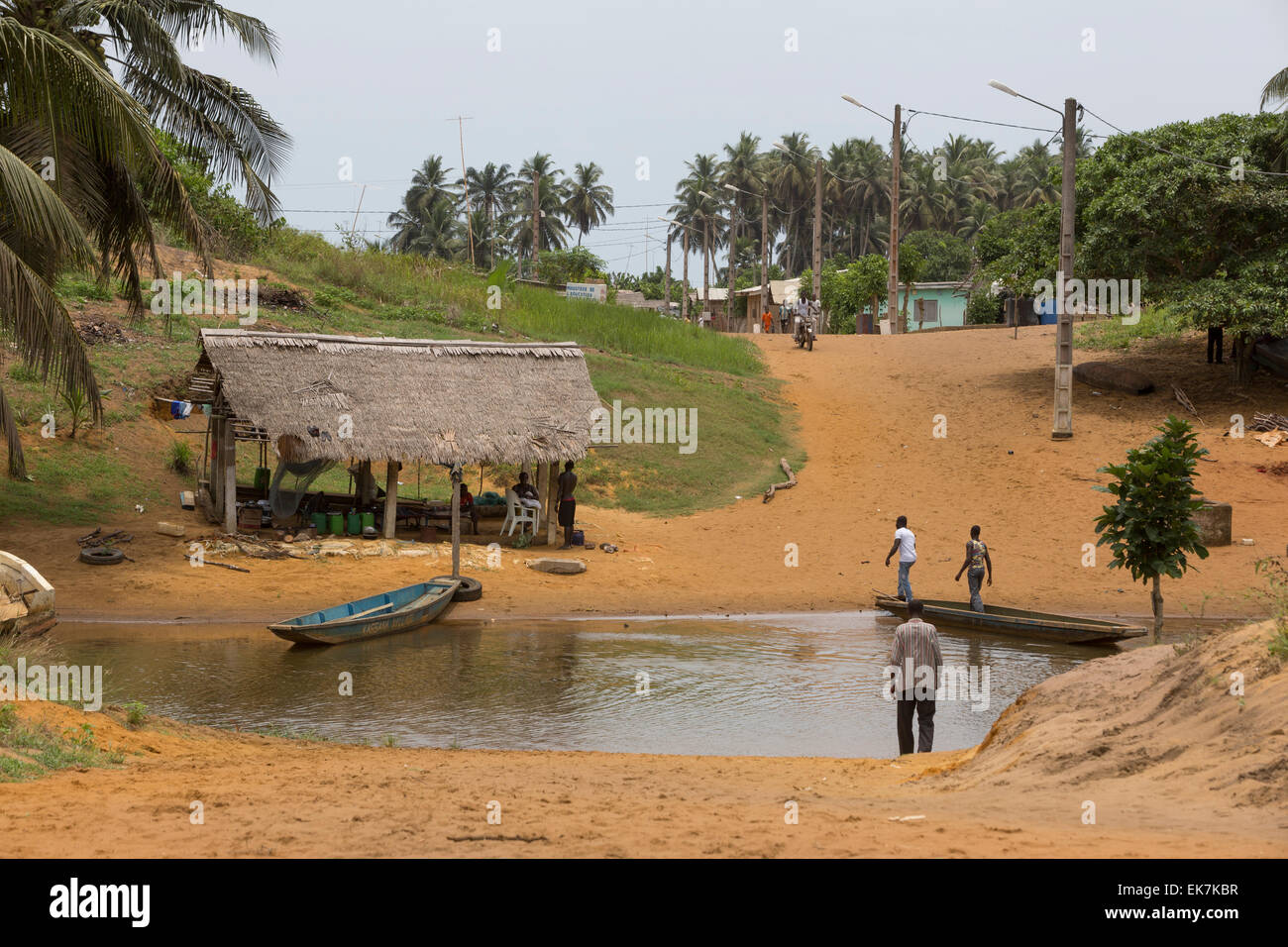 Rural village road near Grand Bassam, Ivory Coast, West Africa. Stock Photo