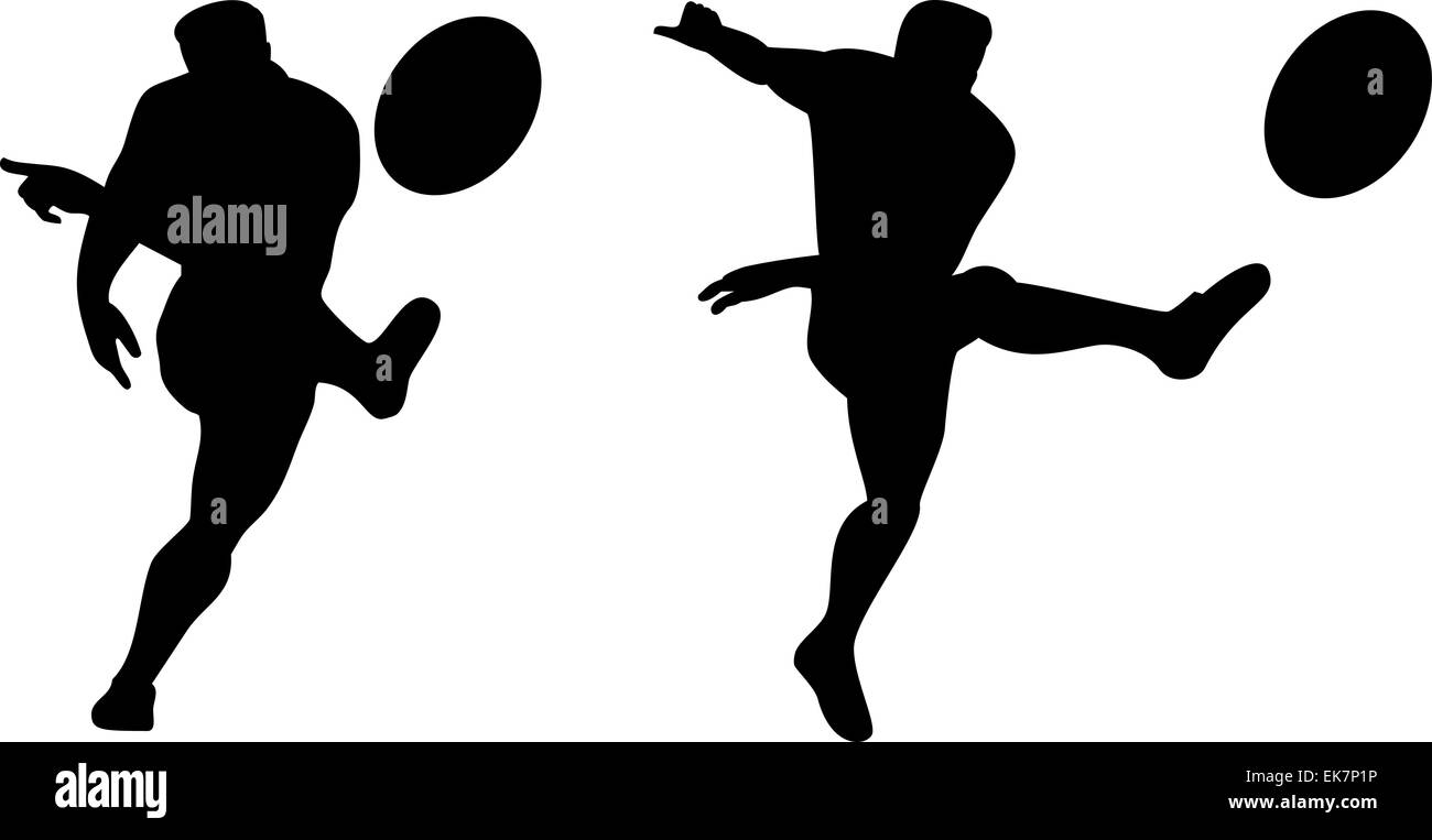 rugby player with ball kicking ball Stock Photo Alamy