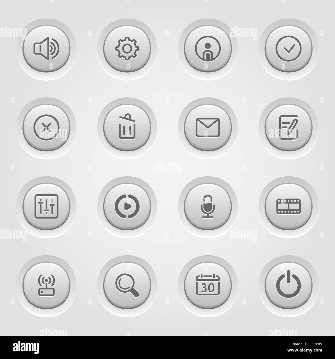 Social media icons set of movie network equalizer and microphone recorder Stock Photo