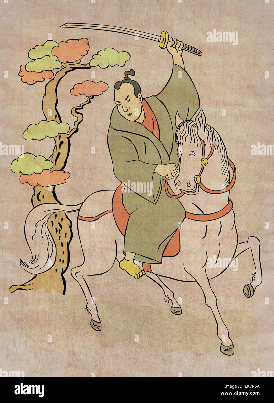 Samurai warrior with katana sword fighting stance Stock Photo Alamy