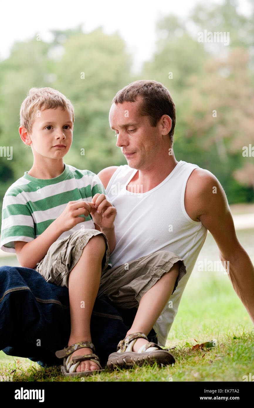 Daddy and his big boy Stock Photo Alamy