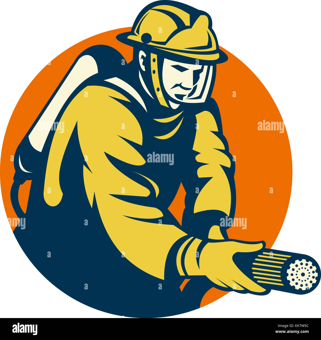Firefighter or fireman aiming a fire hose Stock Photo - Alamy