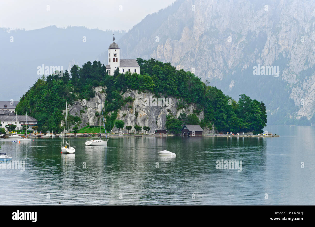 The Church at Lake Wolfgangsee. Stock Photo
