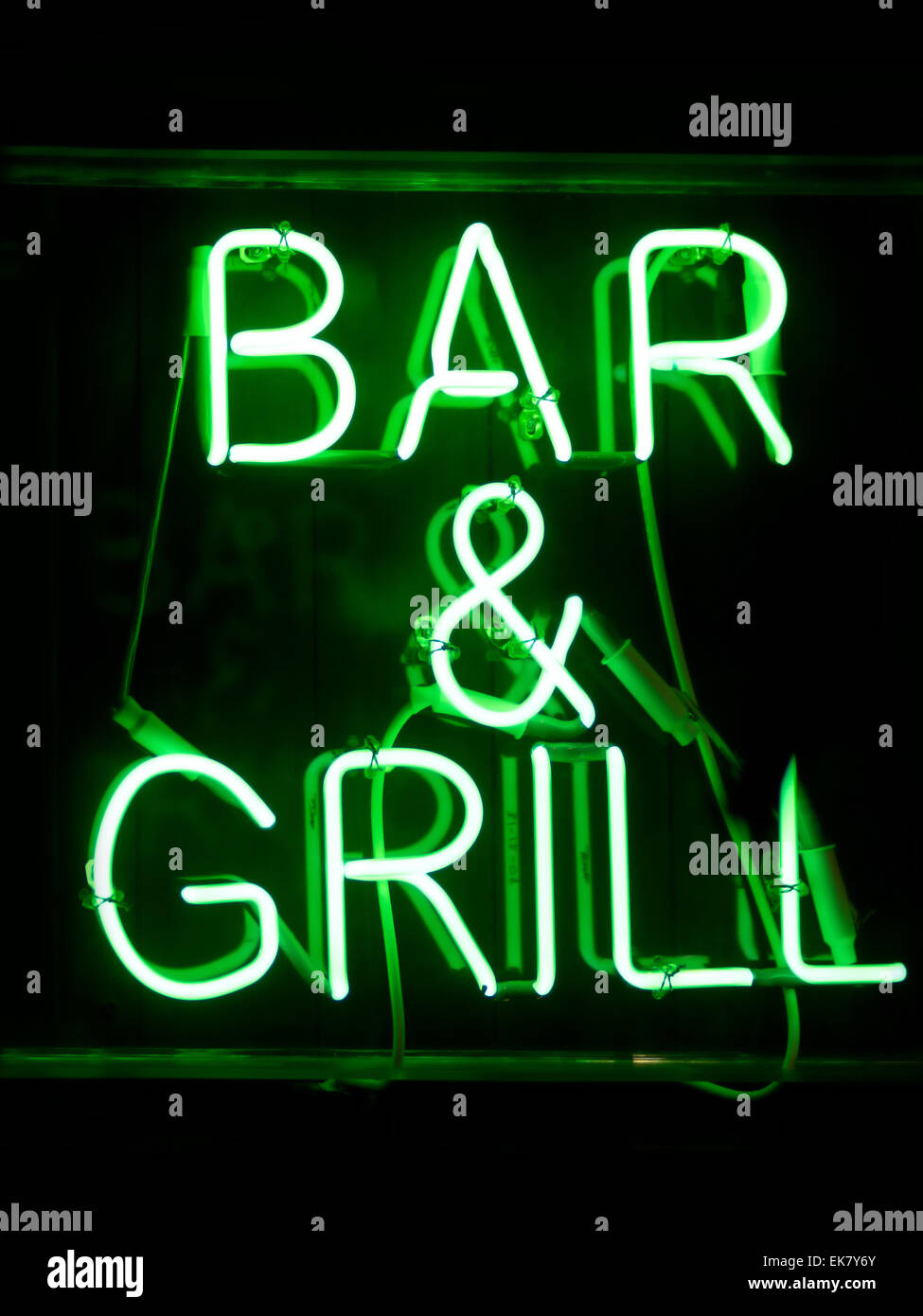 bar and grill neon sign Stock Photo Alamy