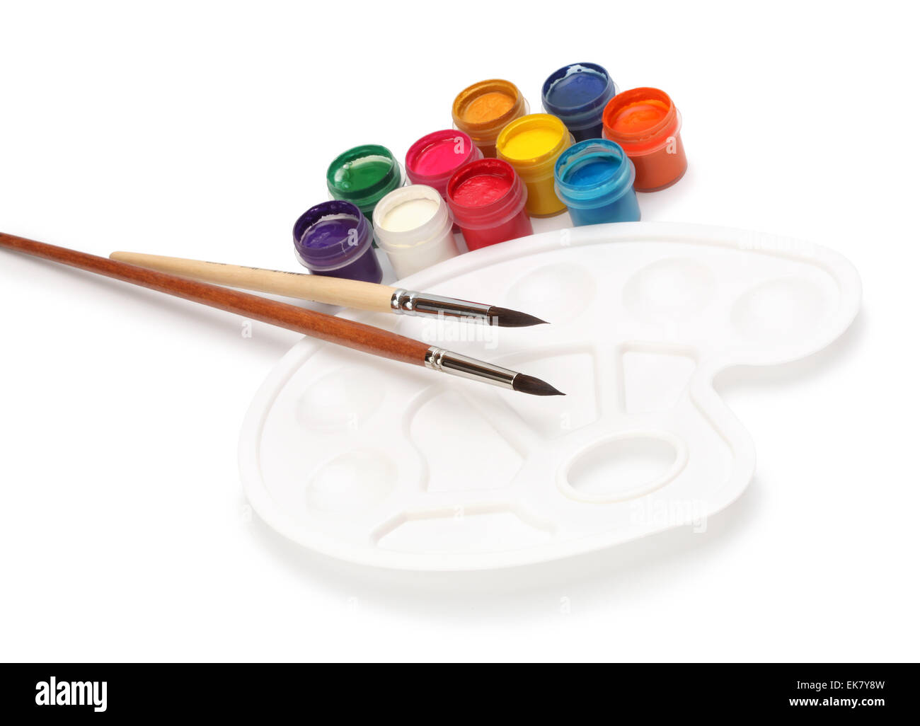 Paint brush, palette and colors Stock Photo Alamy