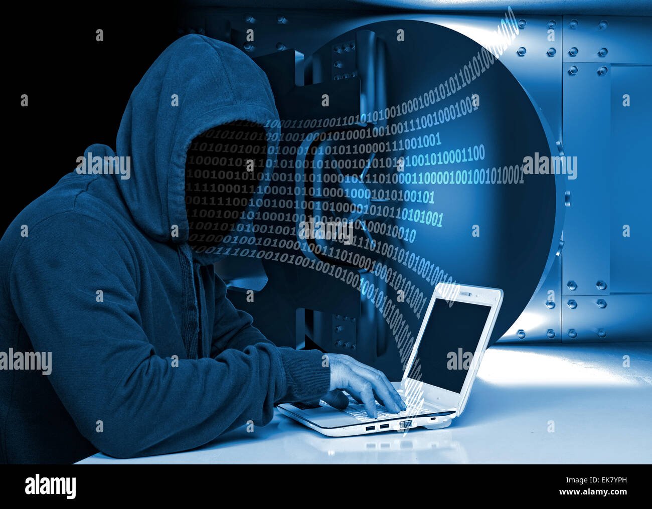 non face hacker and vault background Stock Photo