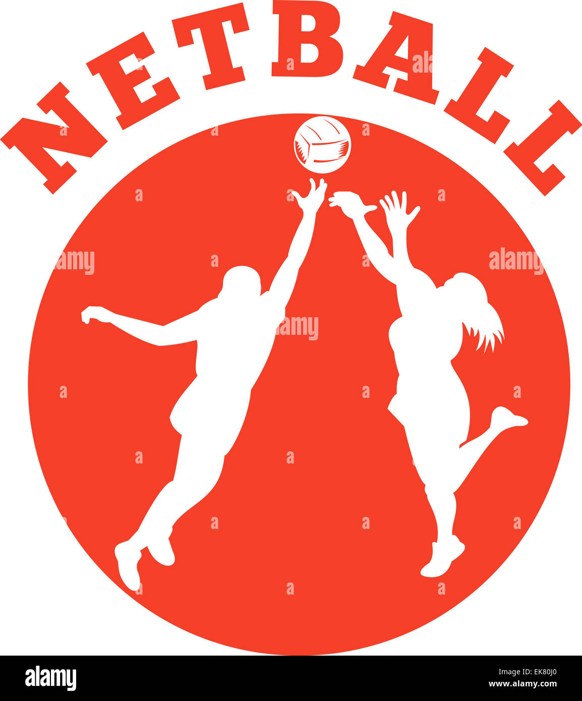 Netball player rebounding for ball Stock Photo