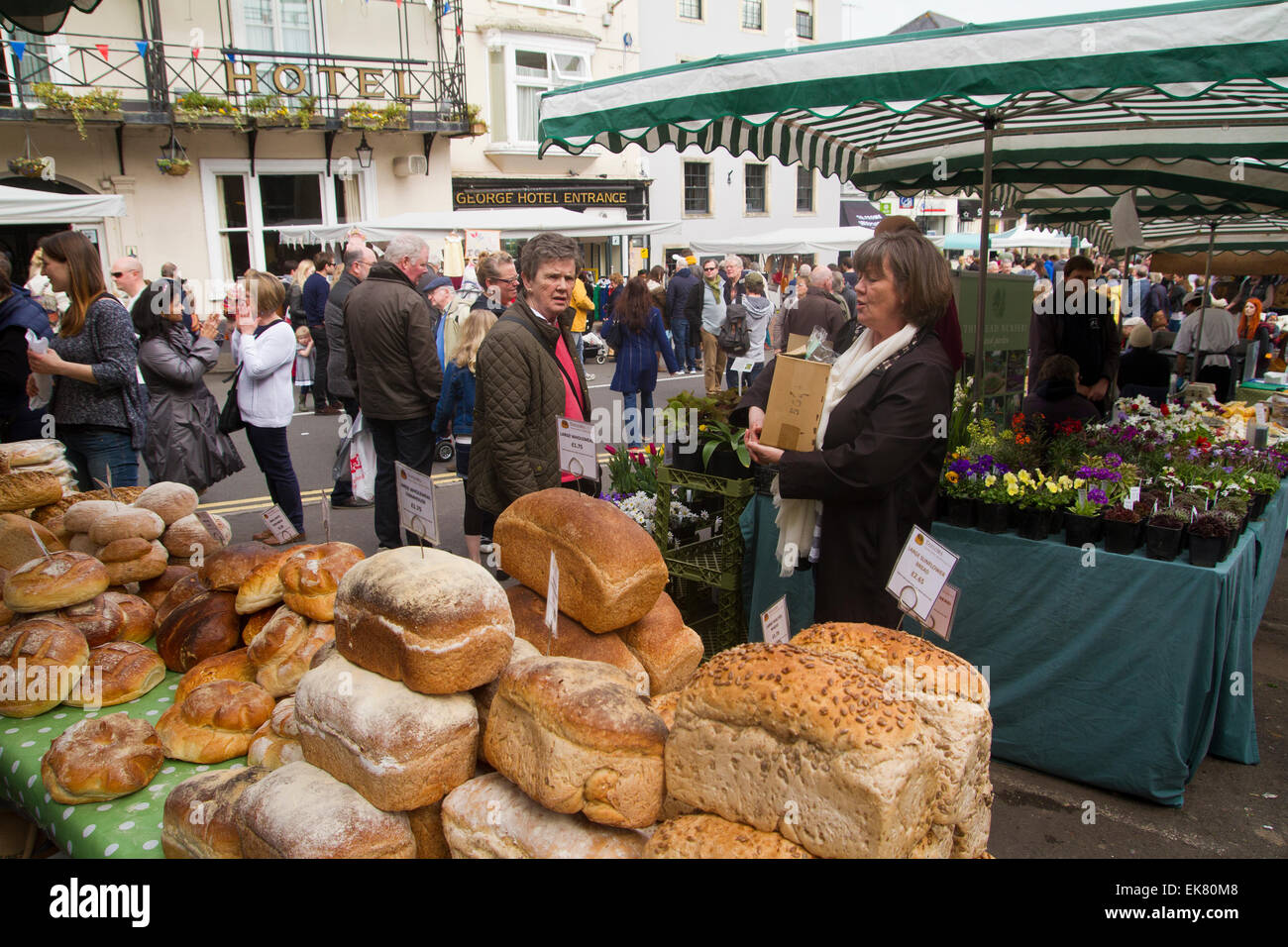 Farmer's market in the village of Frome in Somerset, England Stock Photo