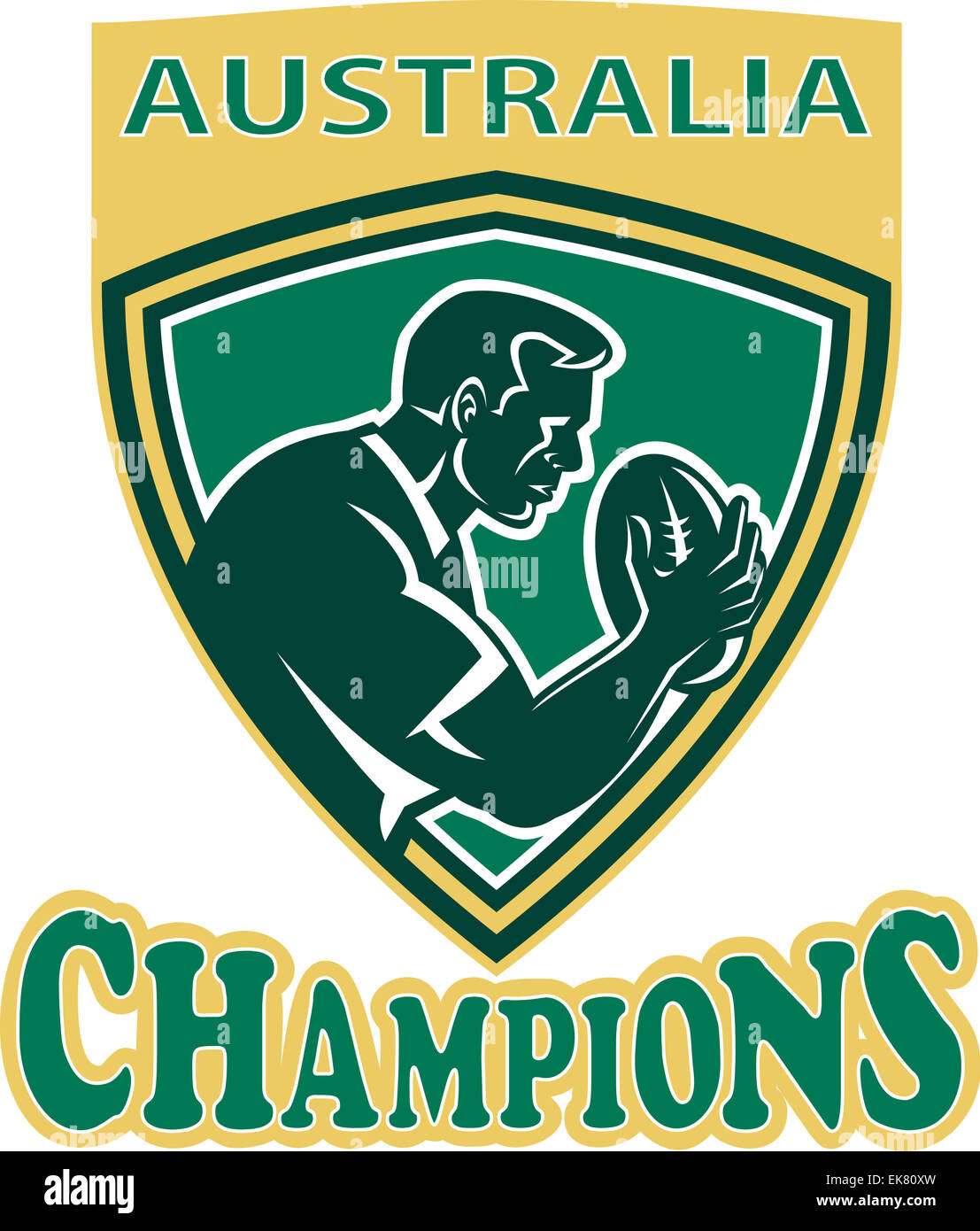 Rugby player Australia Champions shield Stock Photo - Alamy
