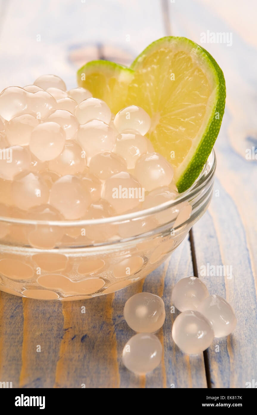 tapioca pearls with lime. white bubble tea ingredients Stock Photo Alamy