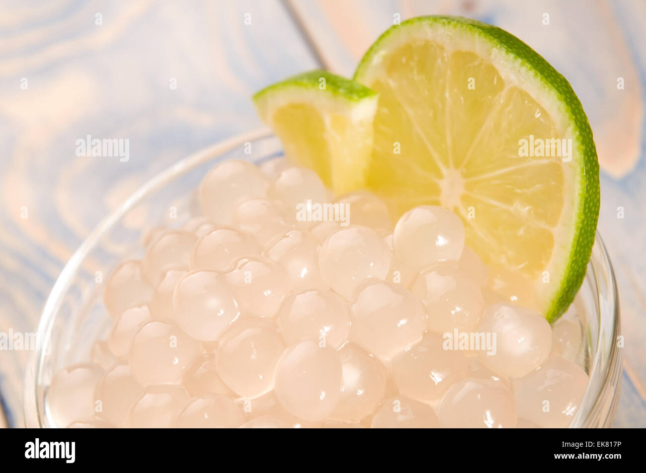 tapioca pearls with lime. white bubble tea ingredients Stock Photo Alamy