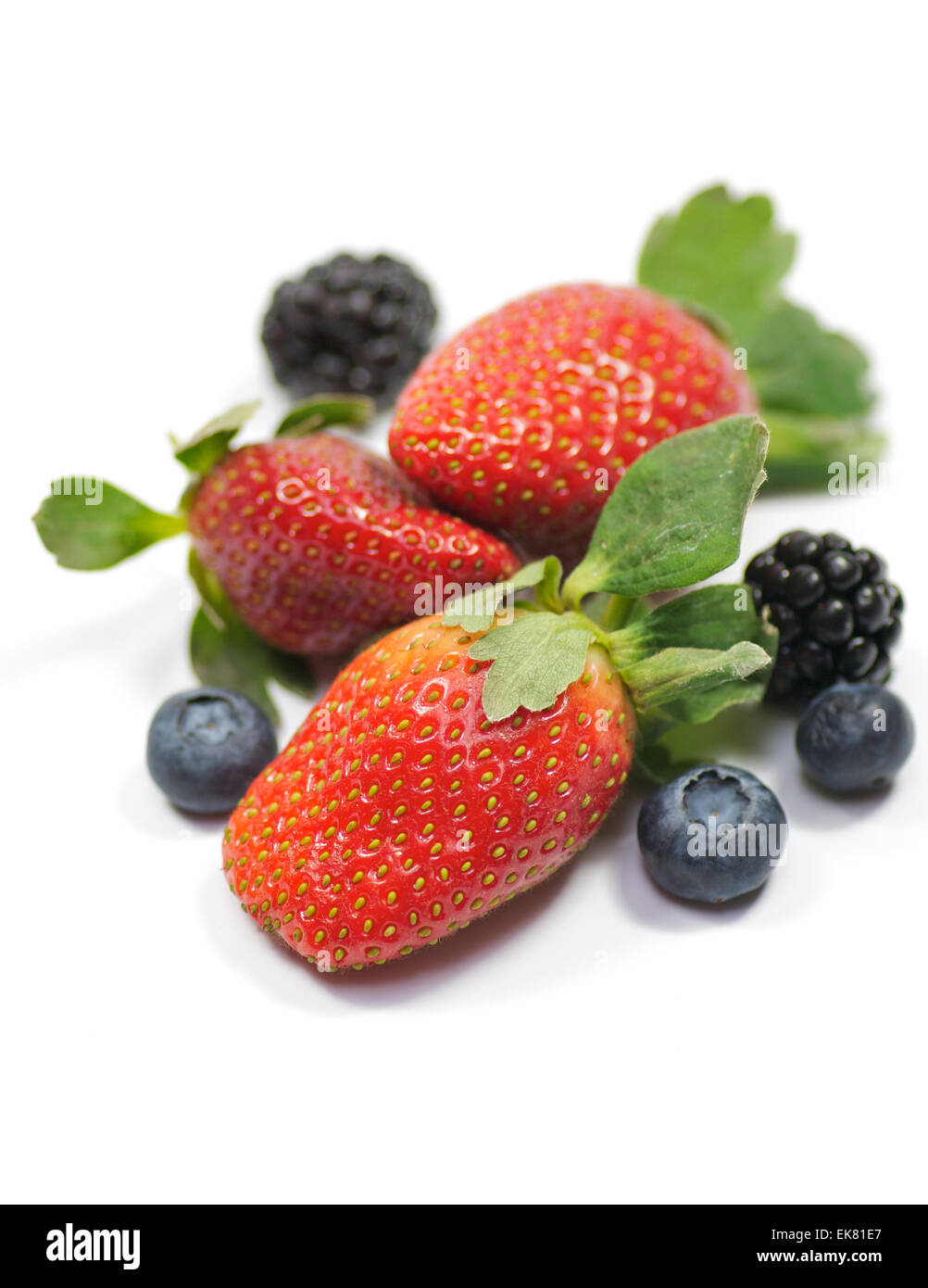 Strawberry and blueberry isolated on white background Stock Photo