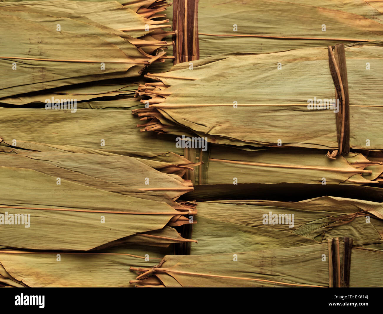 dried bamboo leaf for wrapping chinese meat dumplings Stock Photo