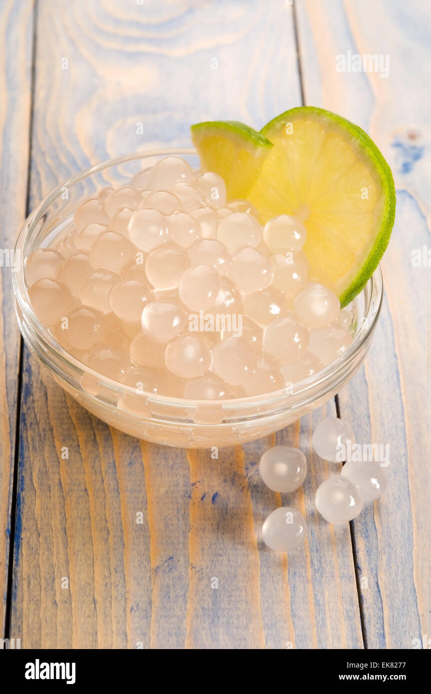 tapioca pearls with lime. white bubble tea ingredients Stock Photo Alamy