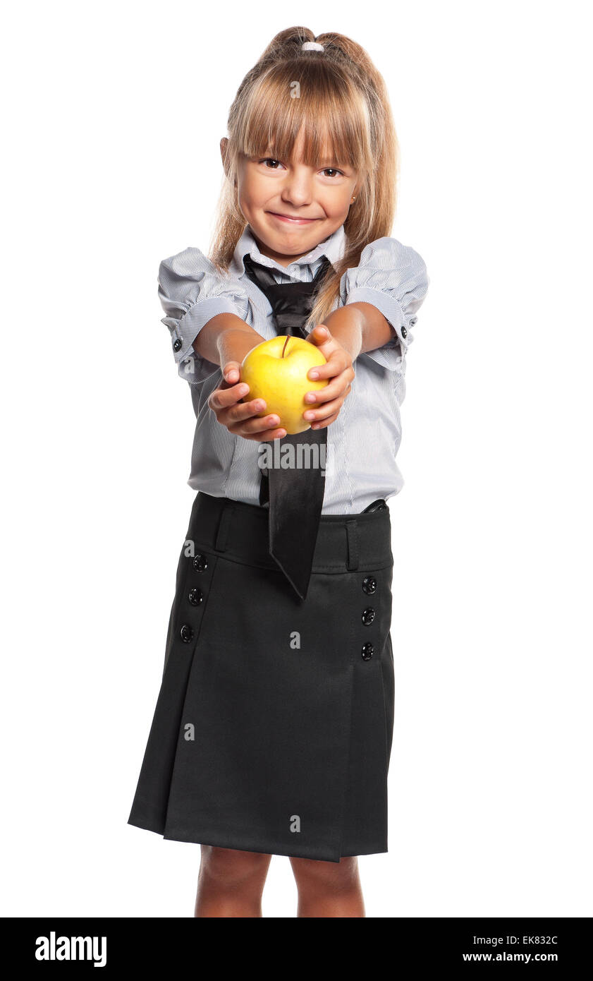 Little girl with apple Stock Photo - Alamy