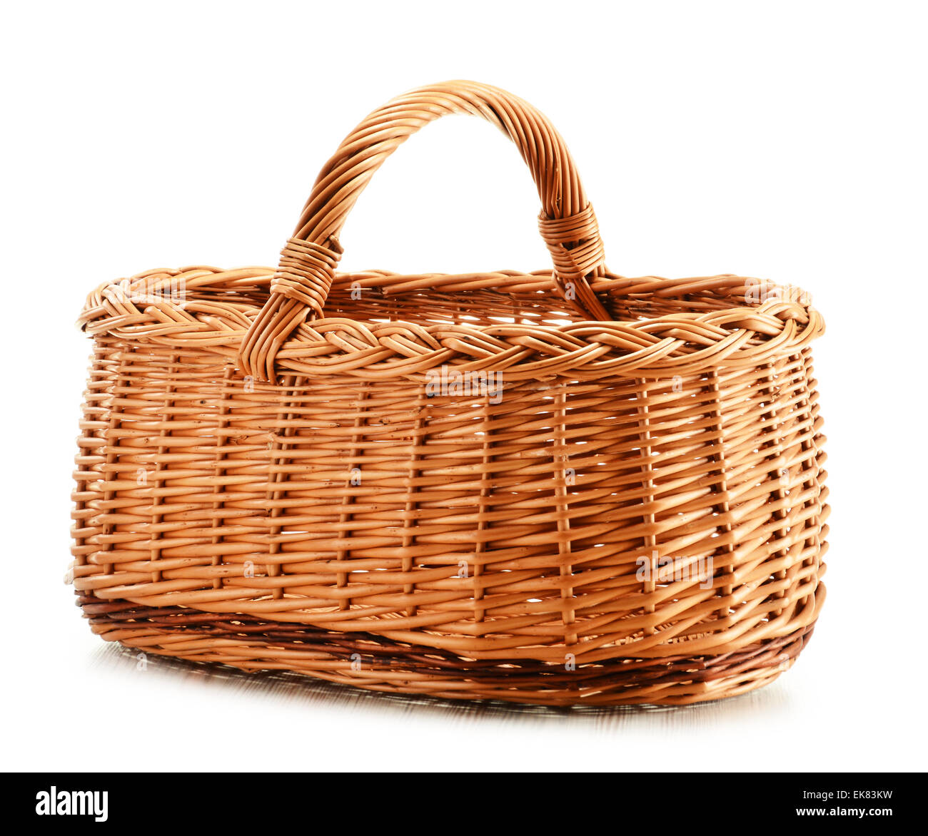 Empty wicker basket isolated on white background Stock Photo - Alamy