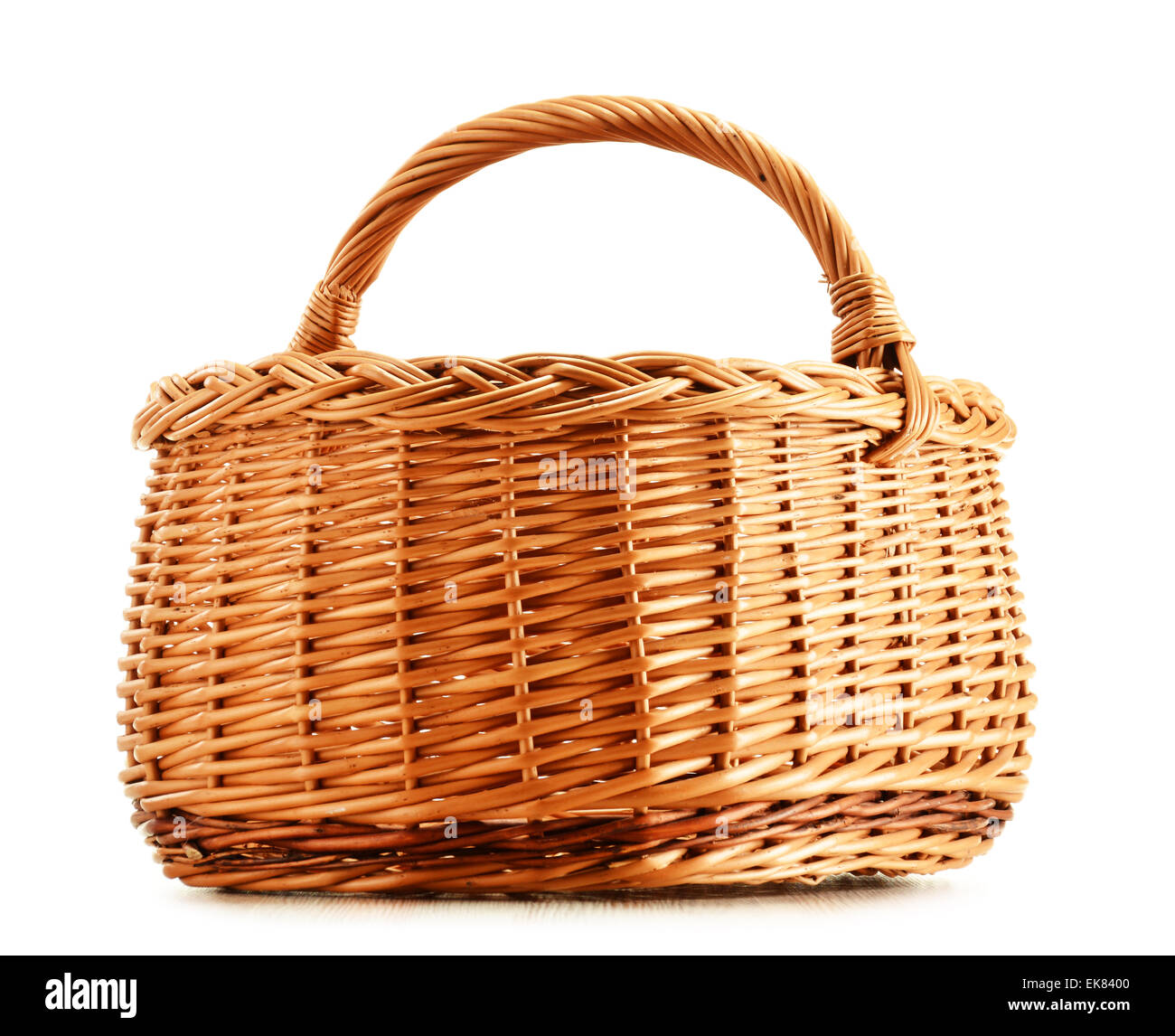 Empty wicker basket isolated on white background Stock Photo - Alamy