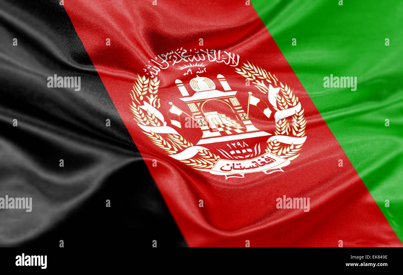 High resolution render of Afghanistan's national flag. Stock Photo